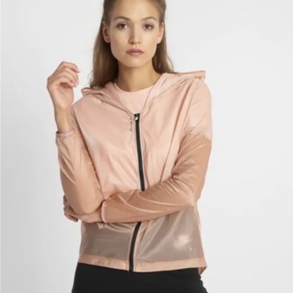 Nike Women's Light Pink Hooded Windbreaker Jacket medium